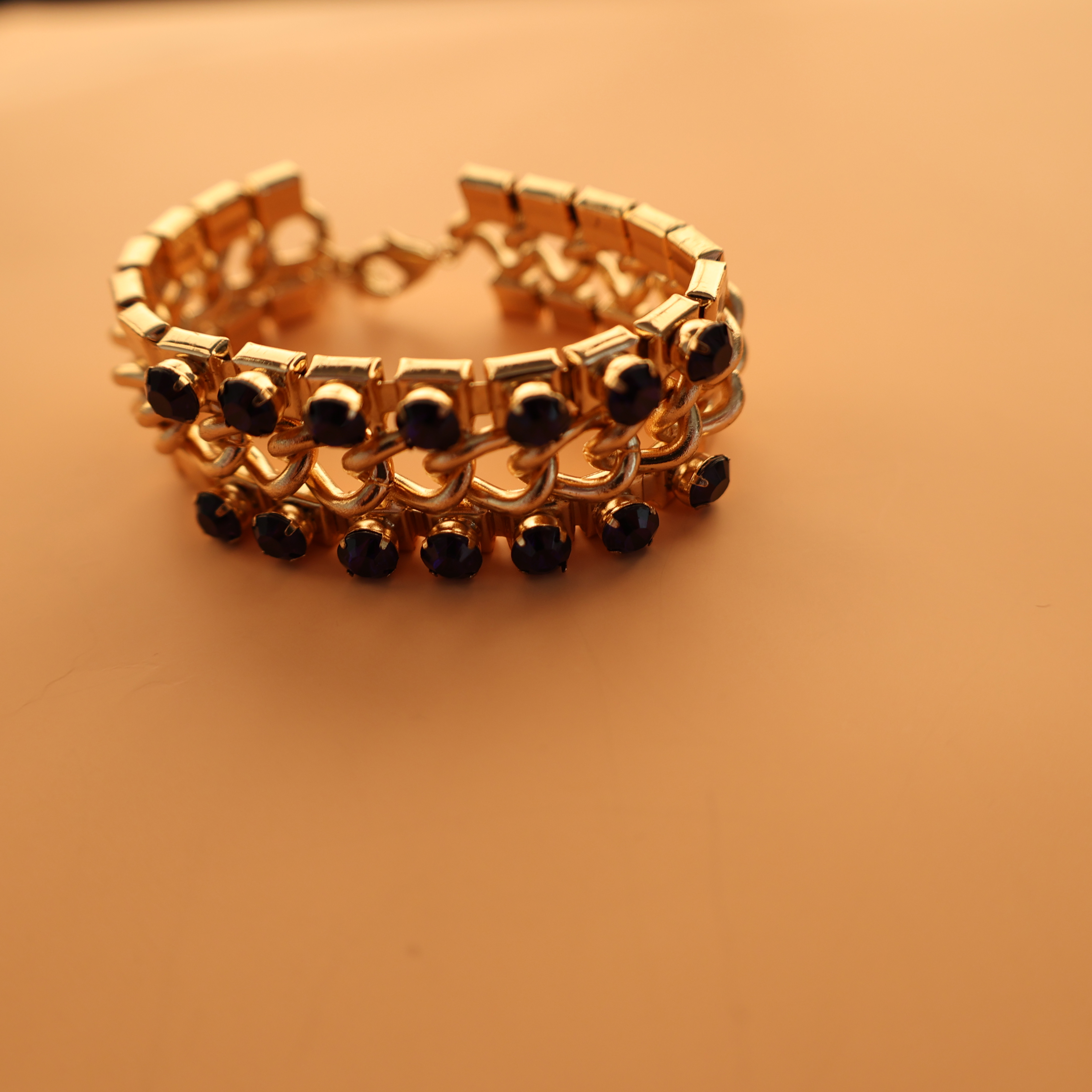 Pulsera de joyería de moda con cadena de esmeraldas chapada en oro